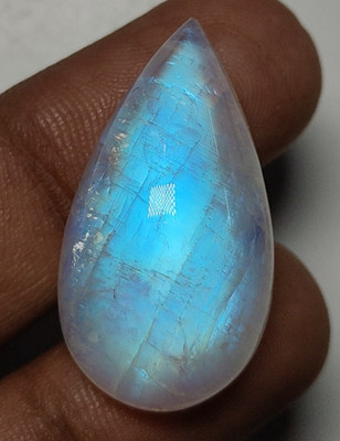 5A Quality Natural Rainbow Moonstone Smooth Cabochon Pear Shape Gemstone 16x30MM