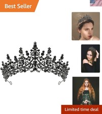 Black Tiaras and Crowns for Women, Gothic Wedding Tiara, Black Swan Crown Got...