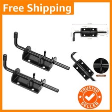 Black Alloy Steel Spring Latch Set - 6in Pin Barrel Bolt for Gates 2pcs
