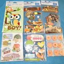 Paper House Owls, Autumn Fall, Soft Spoken Animals, ++ LOT , 3D Dim Stickers