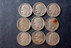 9 Roosevelt Dimes 90% Silver dated 1946S 46D 47D  Good/VG Condition ROOS 051