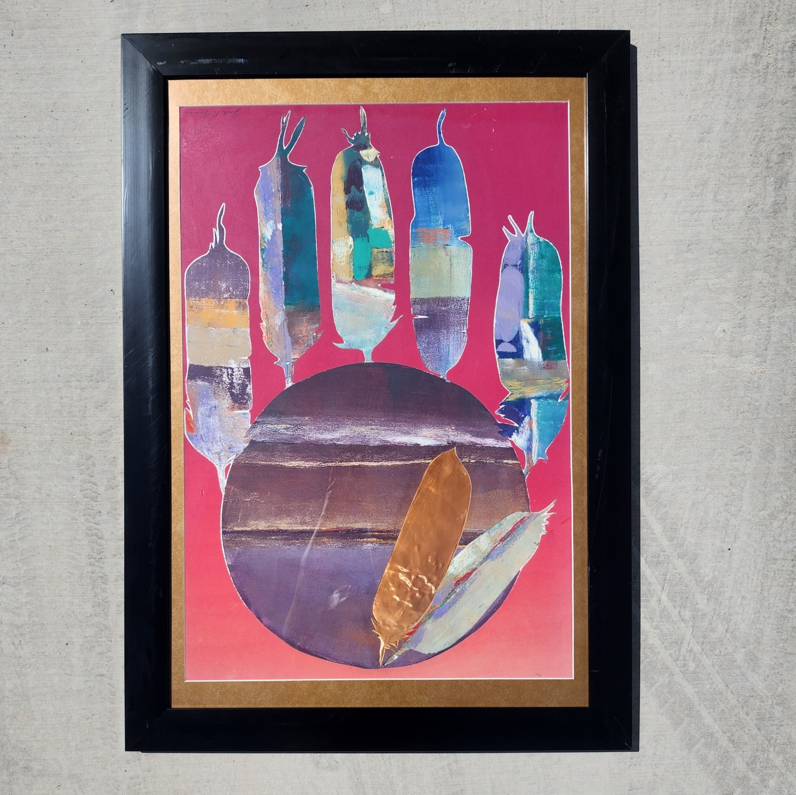 Jack Eggman Original Monotype Print Abstract Southwest Desert Art Signed Framed