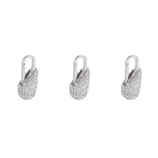White Metal Zipper Pull Replacement for Coat with Sparkly Crystal Charm