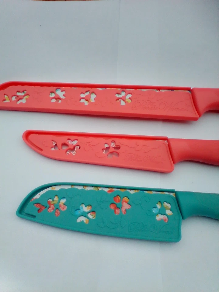 Lote de 3 cuchillos y fundas The Pioneer Woman rosa mariposa  Foto 3 de 4
