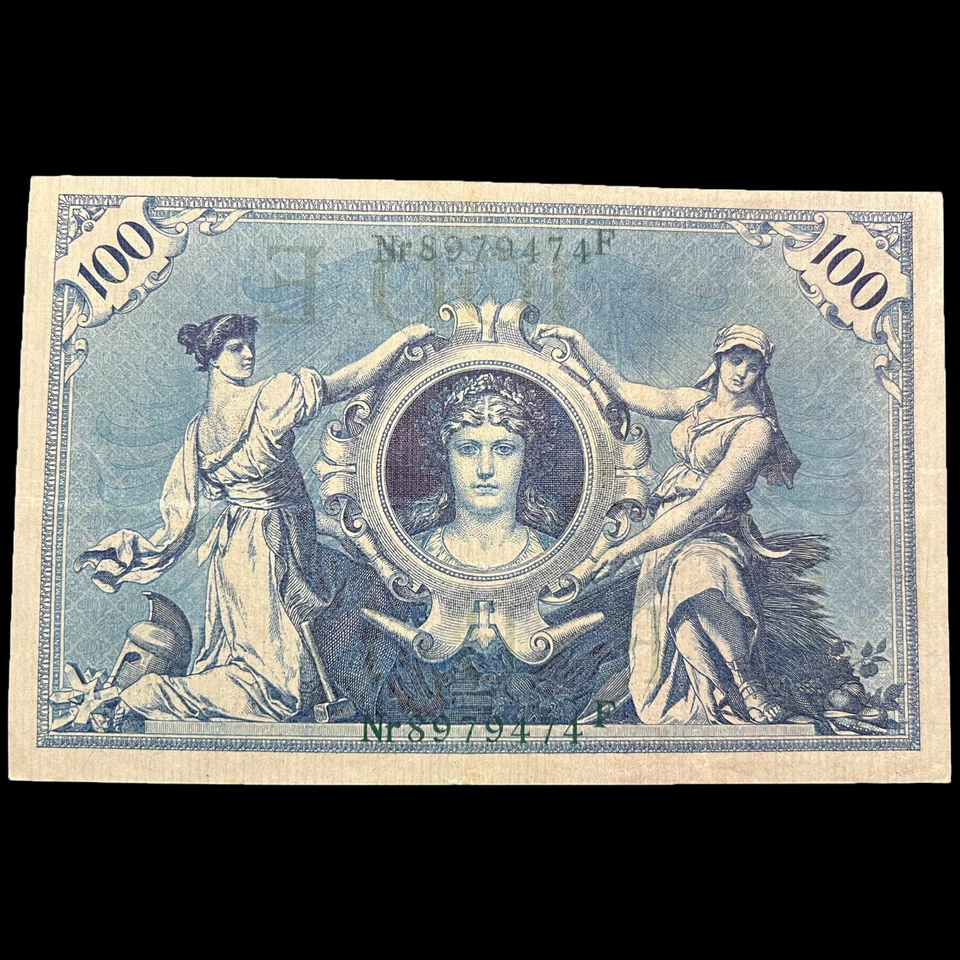 Billete de 100 marcos de Alemania de 1908 post Primera Guerra Mundial antes de la Segunda Guerra Mundial Kaiser Foto 2 de 4