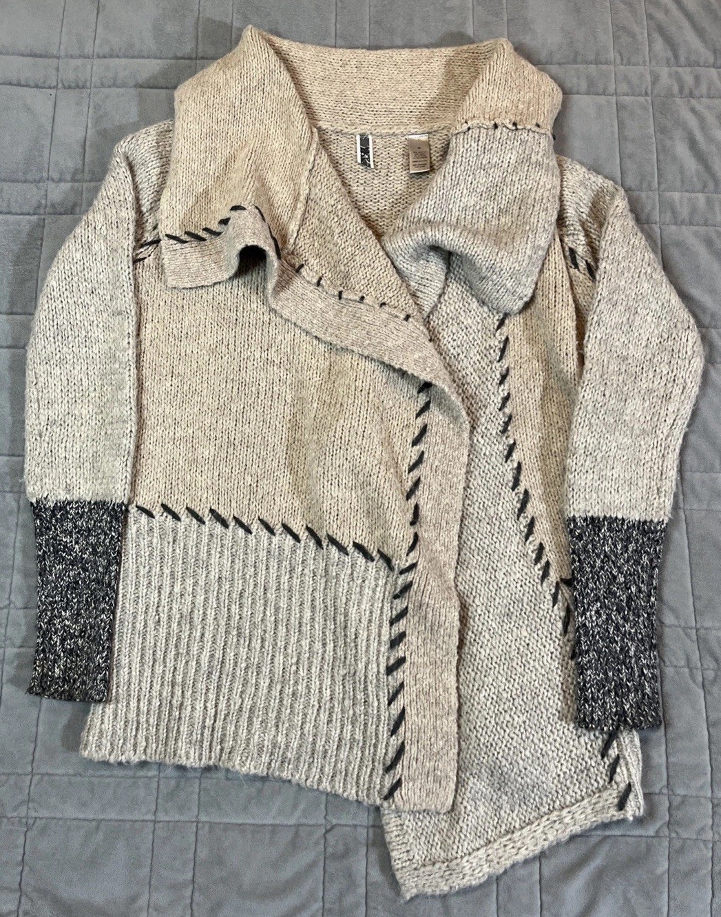 BKE Buckle Women’s Open Wool Patchwork Cardigan S… - image 1