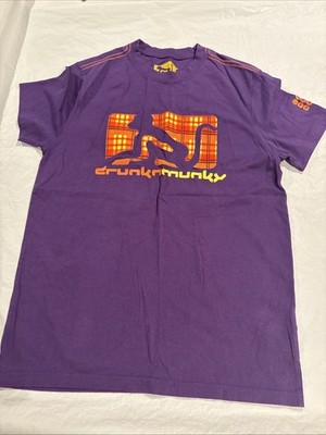 VTG Drunknmunky Purple TShirt Men s Small 3D Graphic Logo Y2K Streetwear Skate