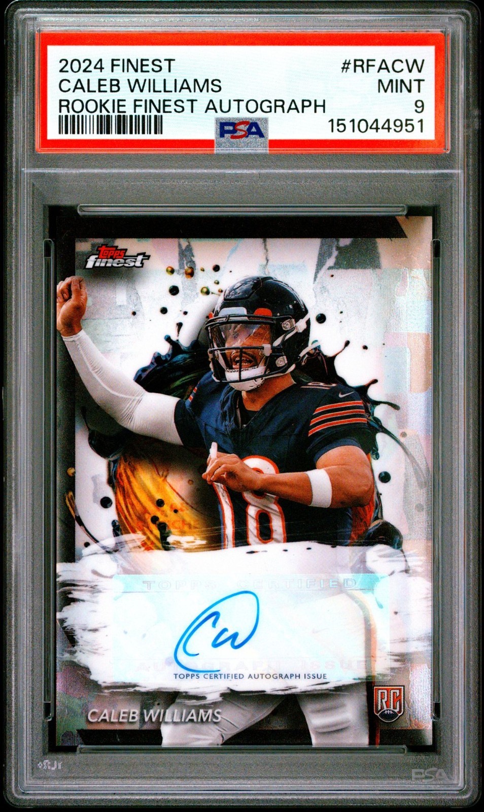 2024 Topps Finest - Rookie Finest Autographs Caleb Williams  (AU, RC) PSA 9