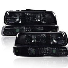 Headlight Assembly Chevy Silverado 1999-2002 Smoky Lens Black Housing Left Right