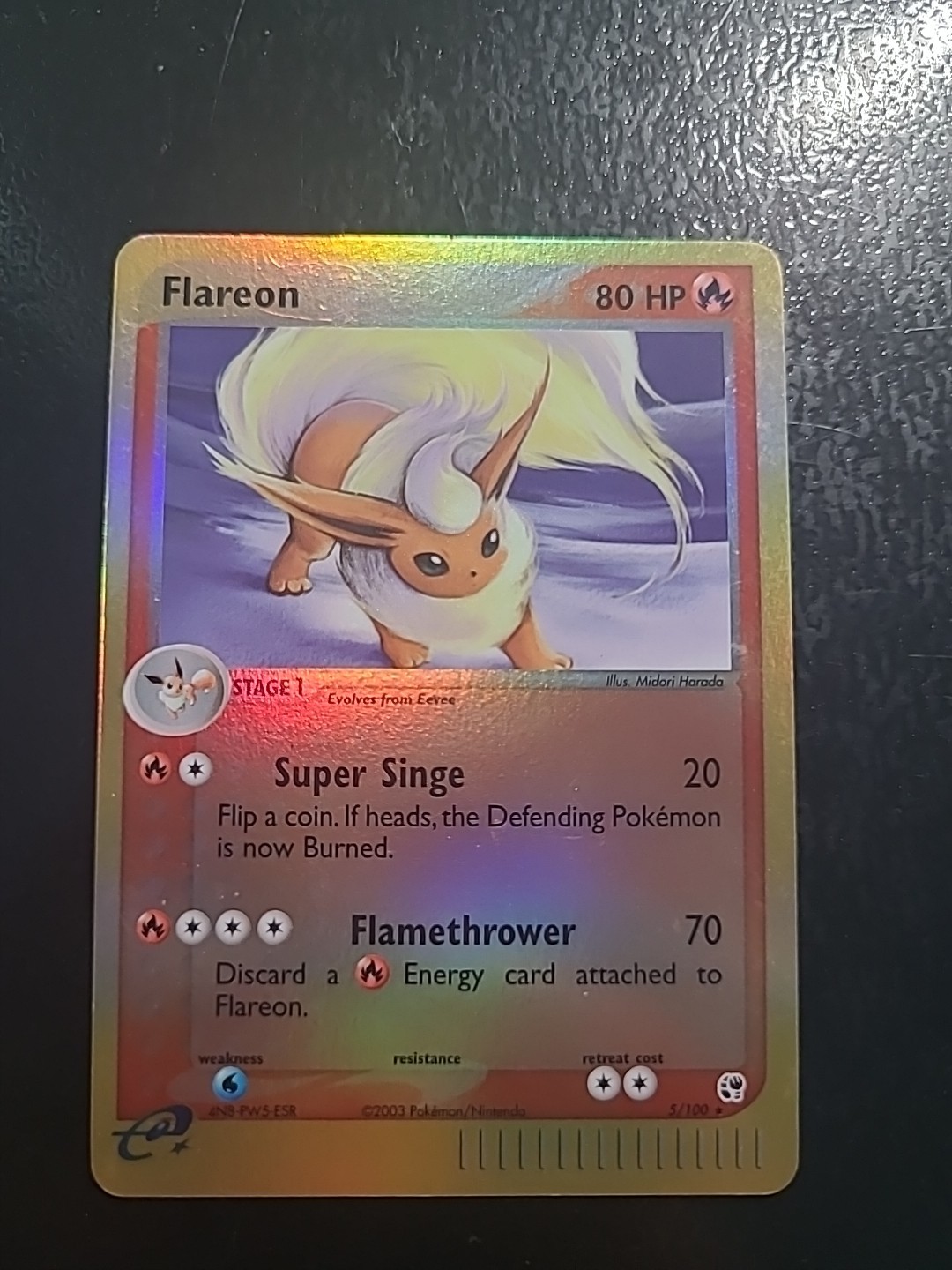 Flareon - 5/100 - Pokemon Ex Sandstorm Reverse Holo Card NM