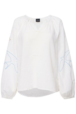 Laurasøn Damen Bluse Vogel Stickerei Tunika Ausschnitt Raglan Langarm 828797