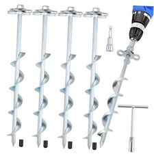 Ground Anchors Screw in   Pack Spiral Tent Stakes heavy duty with Drill 4