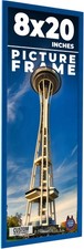 8x20 Frame Blue Solid Wood Picture Frame Width 0.75 Inches  Interior Frame Dept