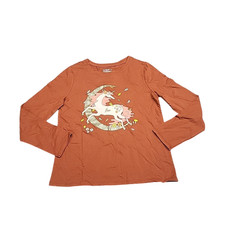 Cat Jack Girls Long Sleeves Graphic Tee Shirt Top Medium Size 8 Brown