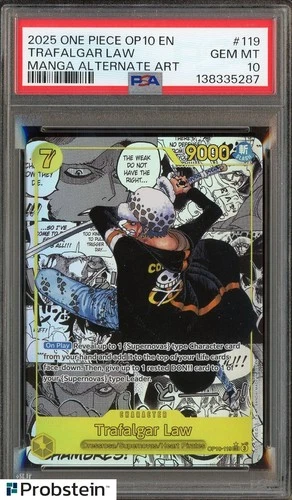 2025 One Piece OP10 EN Trafalgar Law Manga Alternate Art #119 PSA 10