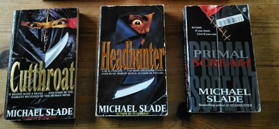 Lot of 3 Michael Slade books. CUTTHROAT-- HEADHUNTER -- PRIMAL SCREAM Horror