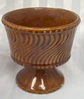 VINTAGE MCM MCCOY ART POTTERY BROWN SWIRL PEDESTAL PLANTER - 4.5"