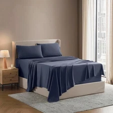 Nestl Split King Sheet Set - 1800 Ultra-Soft King, 20 - Navy Blue 