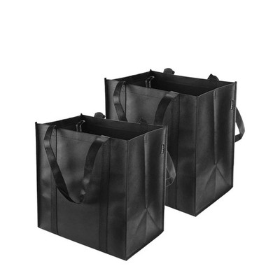 2 Stück Schwarze Einkaufstasche 38 x 33.5 x 25.5cm Große Einkaufstasche mit T...