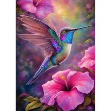 Hummingbird Diamond Art Kits for Adults, Bird Flower Diamond Painting Kits fo...