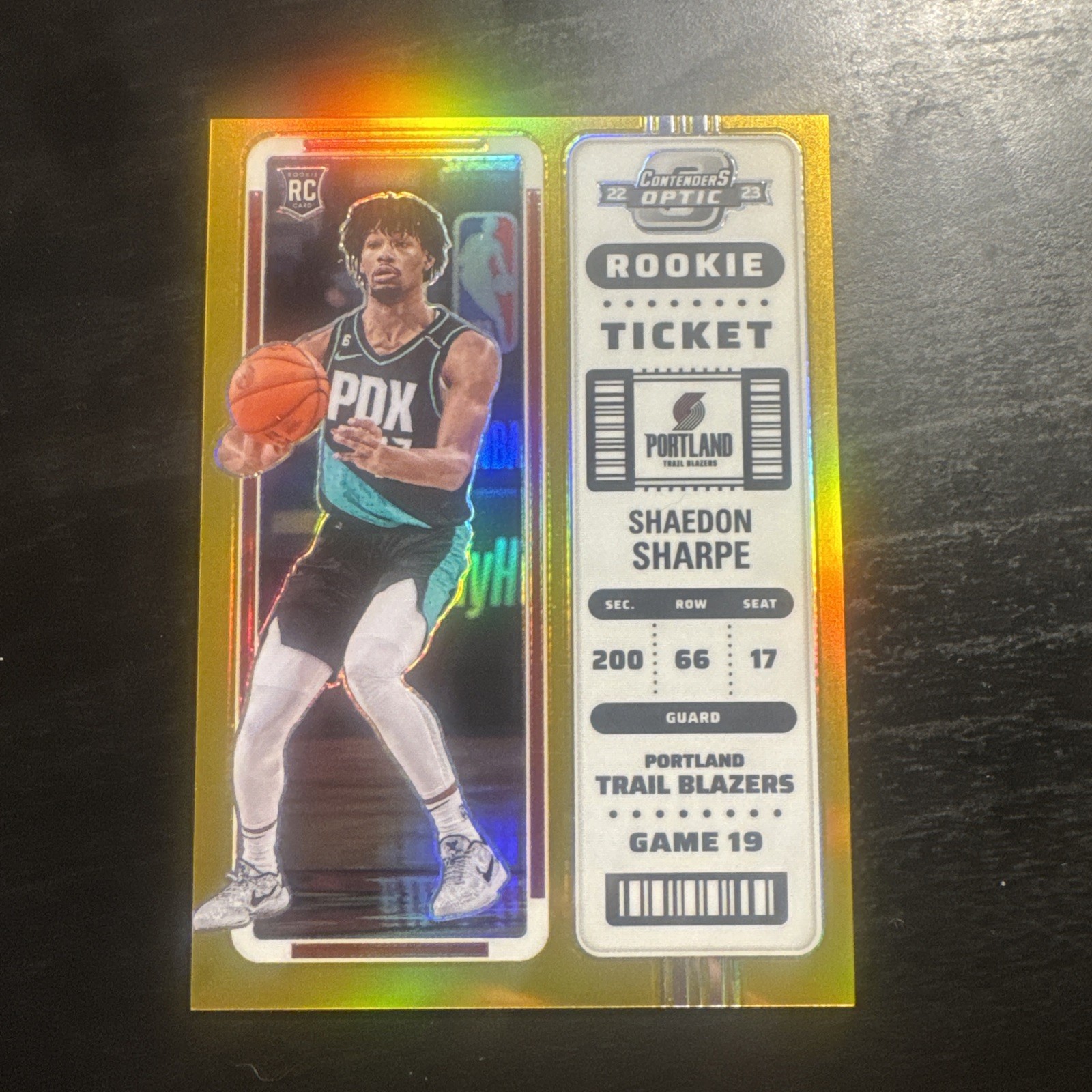 2022 Panini Contenders Optic Rookies True Gold Prizm /10 Shaedon Sharpe RC