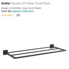 KOHLER Modern Square 24" 24 in. Wall Mounted Double Towel Bar / Matte Black -NEW