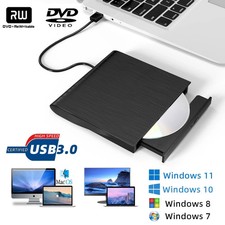 DVD CD RW USB External DVD RW Disc Burner Drive Reader Windows 10 11 Laptop PC