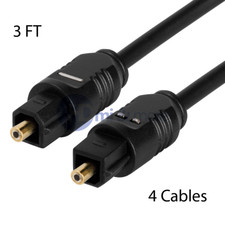 4x 3 FT Digital Fiber Optical Optic Audio SPDIF MD DVD TosLink Cable Lead Cord