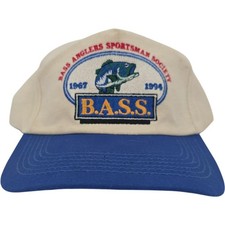 Vintage B.A.S.S. Anglers Sportsman Society Blue White Snapback Cap