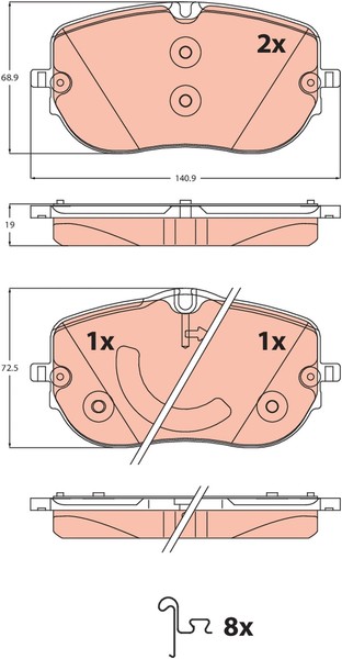 Bremsscheiben-BremsbeläGe-Kit TRW GDB2549 MERCEDES-BENZ 000 420 00 04-image