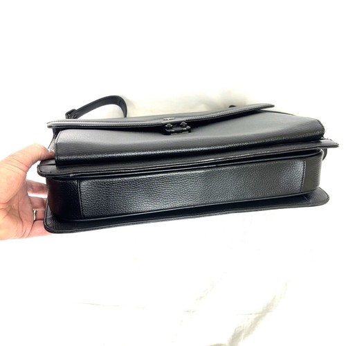 Black Faux Leather Portfolio Crossbody Bag Messenger Briefcase Shoulder Handle - Picture 7 of 11