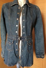 Jill Stuart Denim Blue Denim Buttons Pockets Long Jacket Size 2, M Used