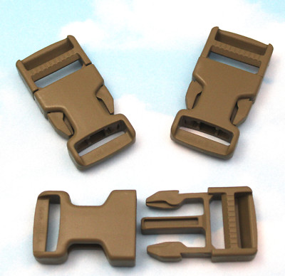 COYOTE TAN QUICK RELEASE BUCKLE FOR 1'' WEBBING ~ 3 PACK ~ MIL-SPEC ~ US Mfg