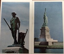 Statue of Liberty and Minuteman Statue postcards by American Oil Company 1969