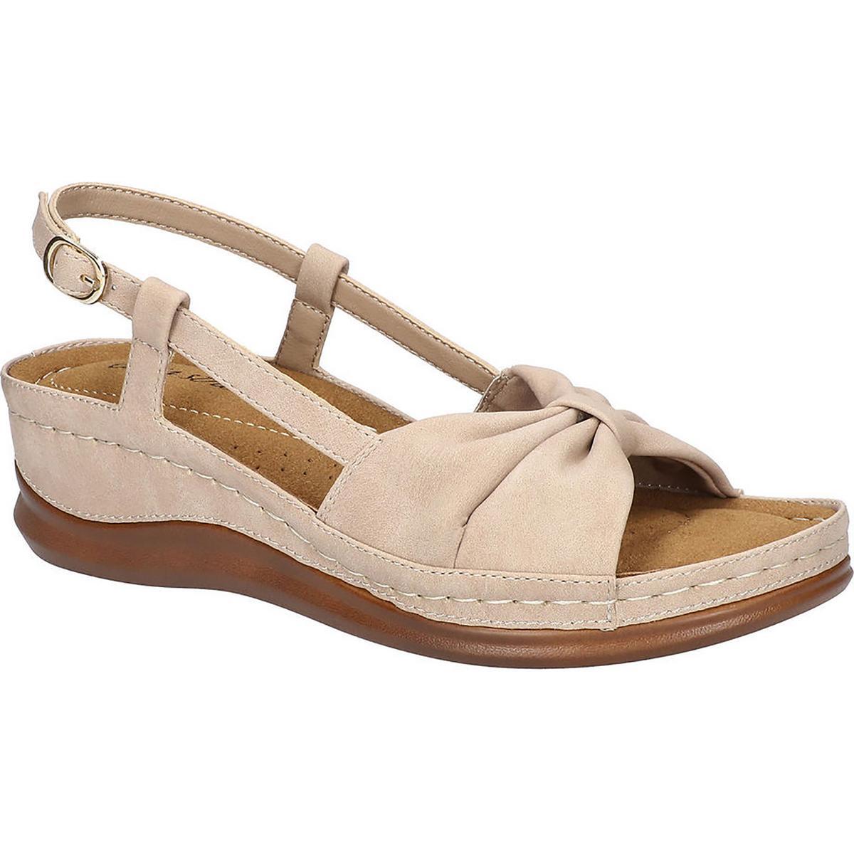 Легкие уличные женские босоножки JUPITER бежевого цвета на танкетке шириной 7,5 см (C, D, W) BHFO 6201