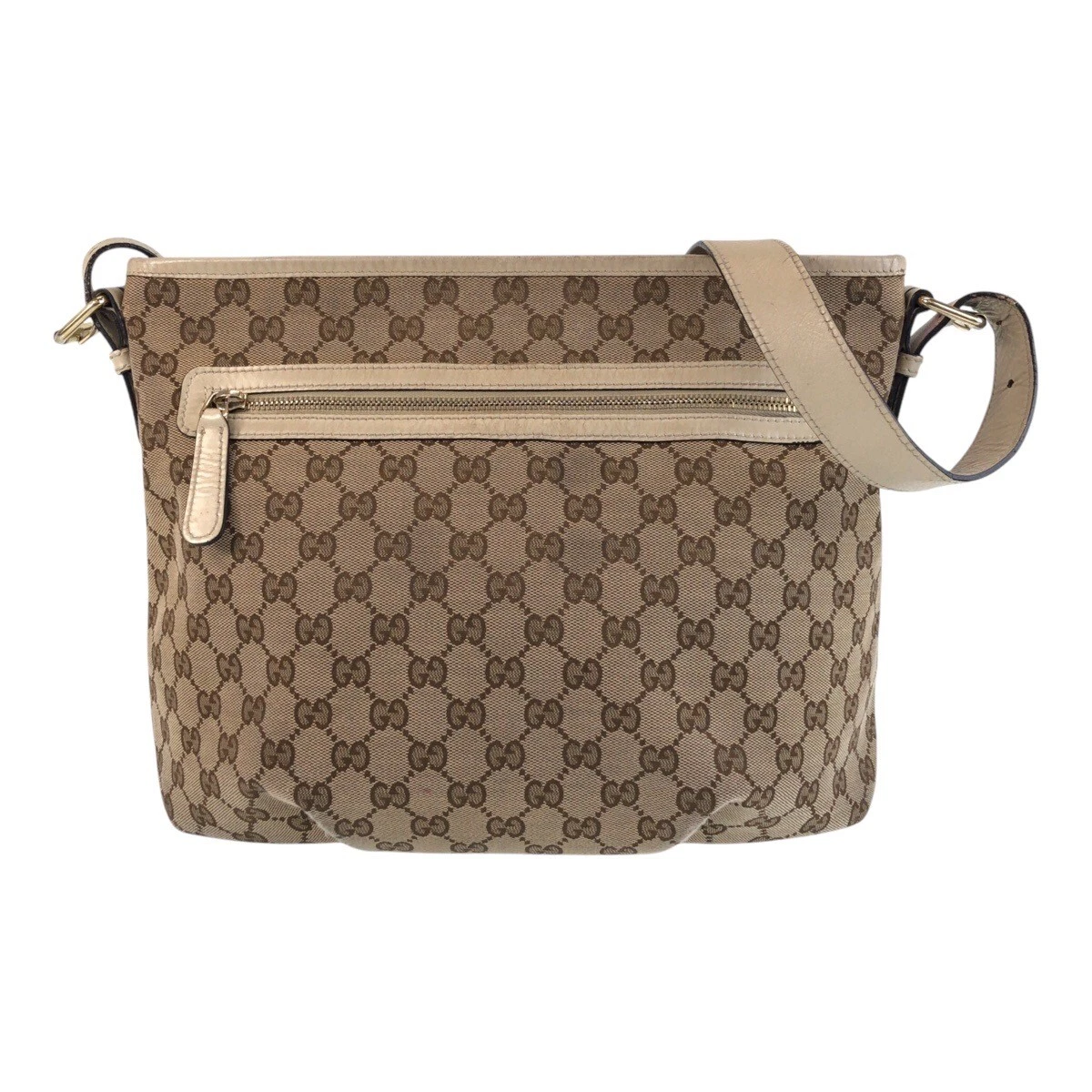 Sac bandoulière GUCCI 388930 sac messager beige ivoire or quincaillerie toile GG