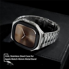 For Apple Watch Series 10 316L Stainless Steel AP Mod Kit Band Strap Cover 46mm
