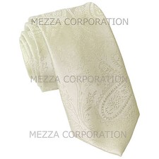 New Vesuvio Napoli polyester Men's 2.5" skinny necktie paisley formal prom Ivory