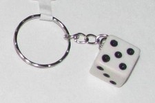 Novelty White DIE Dice KEY CHAIN Ring KeychanNEW