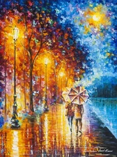 Premium REPRODUCTION of an OIL PAINTING " walking in the rain "