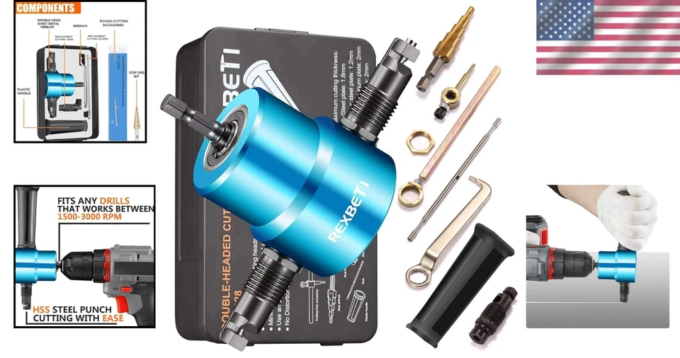 Ultimate Double Head Nibbler Drill Attachment for Fast Sheet Metal Cutting - Image 2 of 4