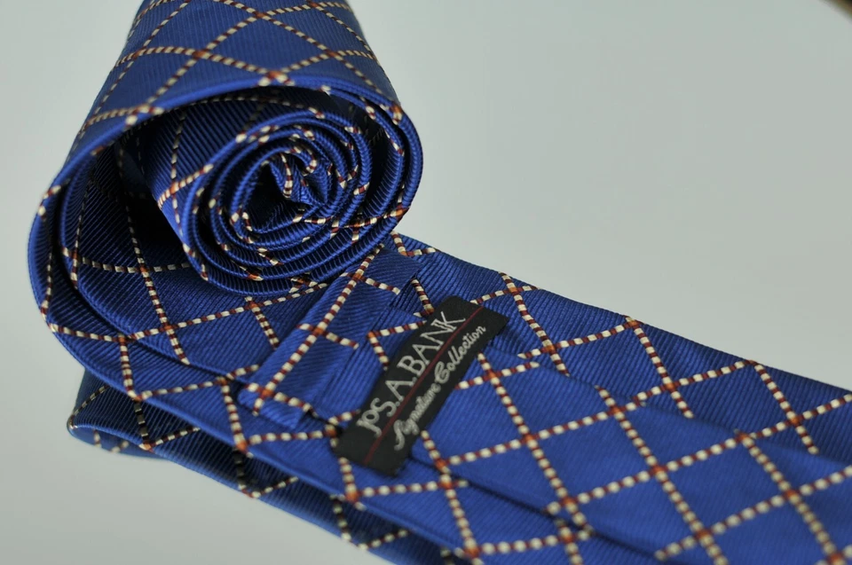 Jos. A. Corbata Bank Hombre Signature Azul Marrón y Blanco Tejida Seda 60 x 3.5 Foto 3 de 3