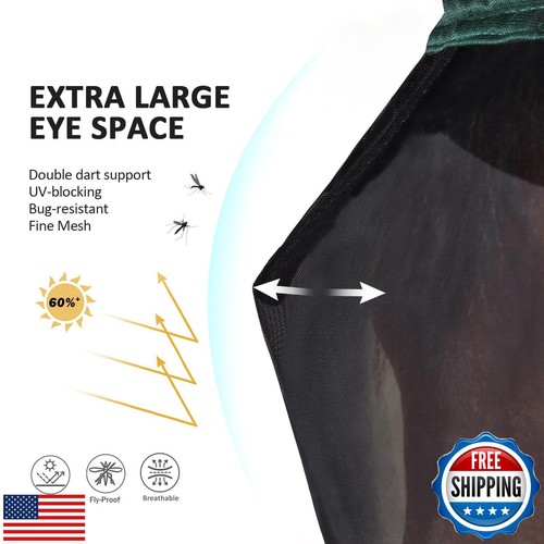 Harrison Howard Pro Luminous Horse Half Face Fly Mask Large Eye Space with Ea - Picture 3 of 5