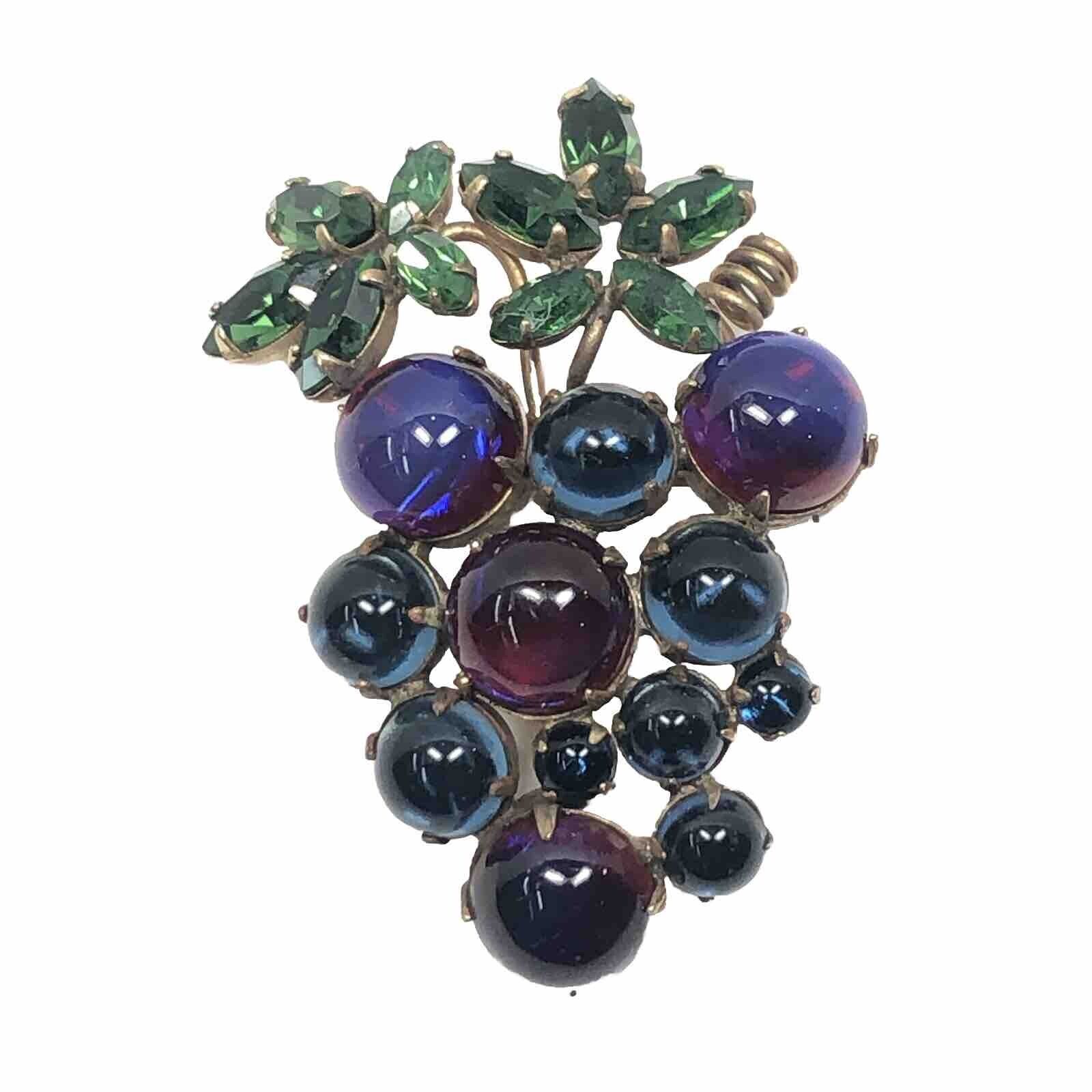 Vintage Schreiner New York Grapes Brooch W/ Rhinestones Vintage Schreiner New York Grapes Brooch W/ Rhinestones