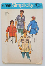 VTG 70s Simplicity Sew Pattern 6956 Mens Shirts Button Up Pockets Chest 42 UNCUT