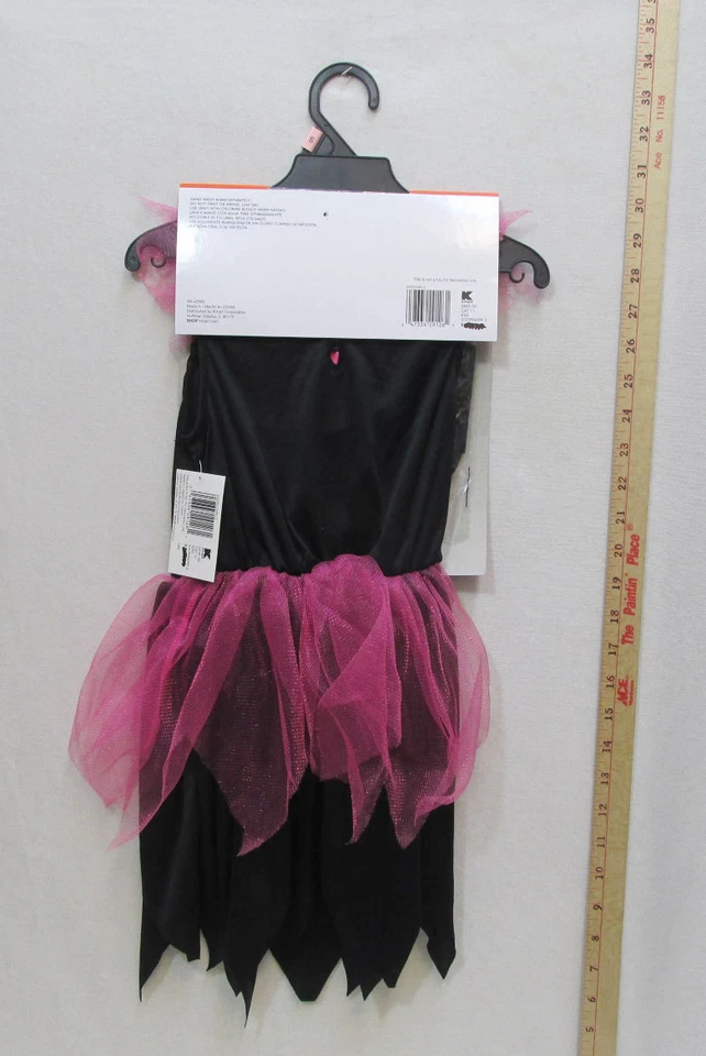 Bonita Bruja Rosa Halloween Disfraz Niñas Negro Vestido y Sombrero Totalmente Ghoul Foto 4 de 4