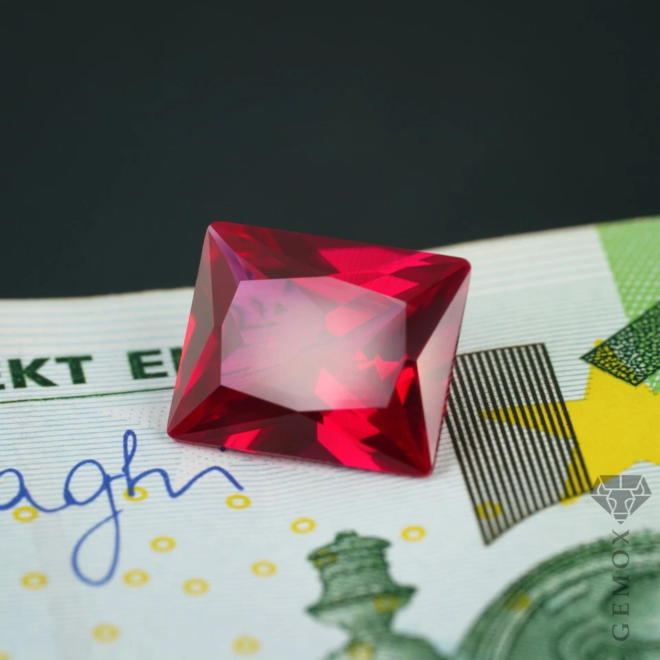 Genuine Ruby Rectangle Cut Nice Faceted Red Corundum Lab Loose Gemstone Baguette - Image 3 of 4