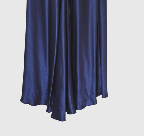 ABS Allen Schwartz Bias Cut Cowl Neck Satin Gown 6 Blue Open Back 90s 30s USA - Picture 10 of 20