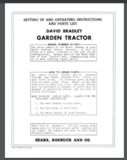 Sears David Bradley 1947 Walking Tractor Owner, Parts, Service Manual 917.5751