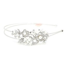 NEW Wedding Rhinestones/pearl flowers silver Metal Head Jewelry bride Headband
